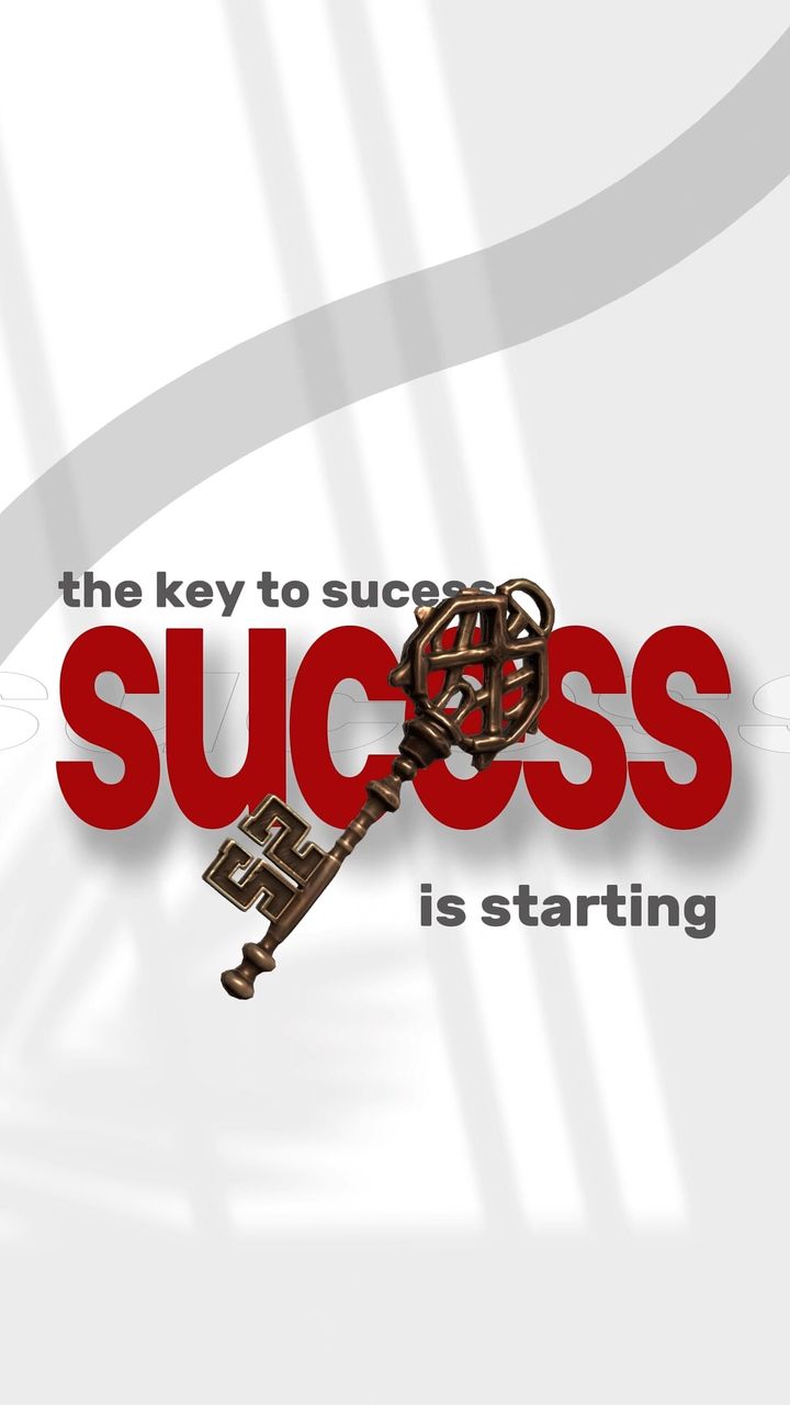 The Key to Success motion design with kinetic typography and a 3D key, vertical frame